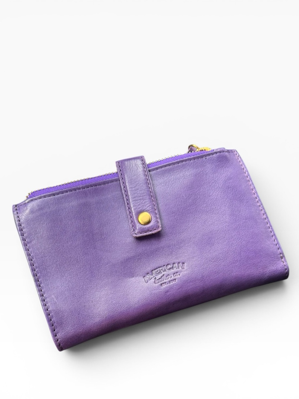 American Leather Co. Taylor Leather Wallet Organizer Vibrant Purple - Picture 4 of 10